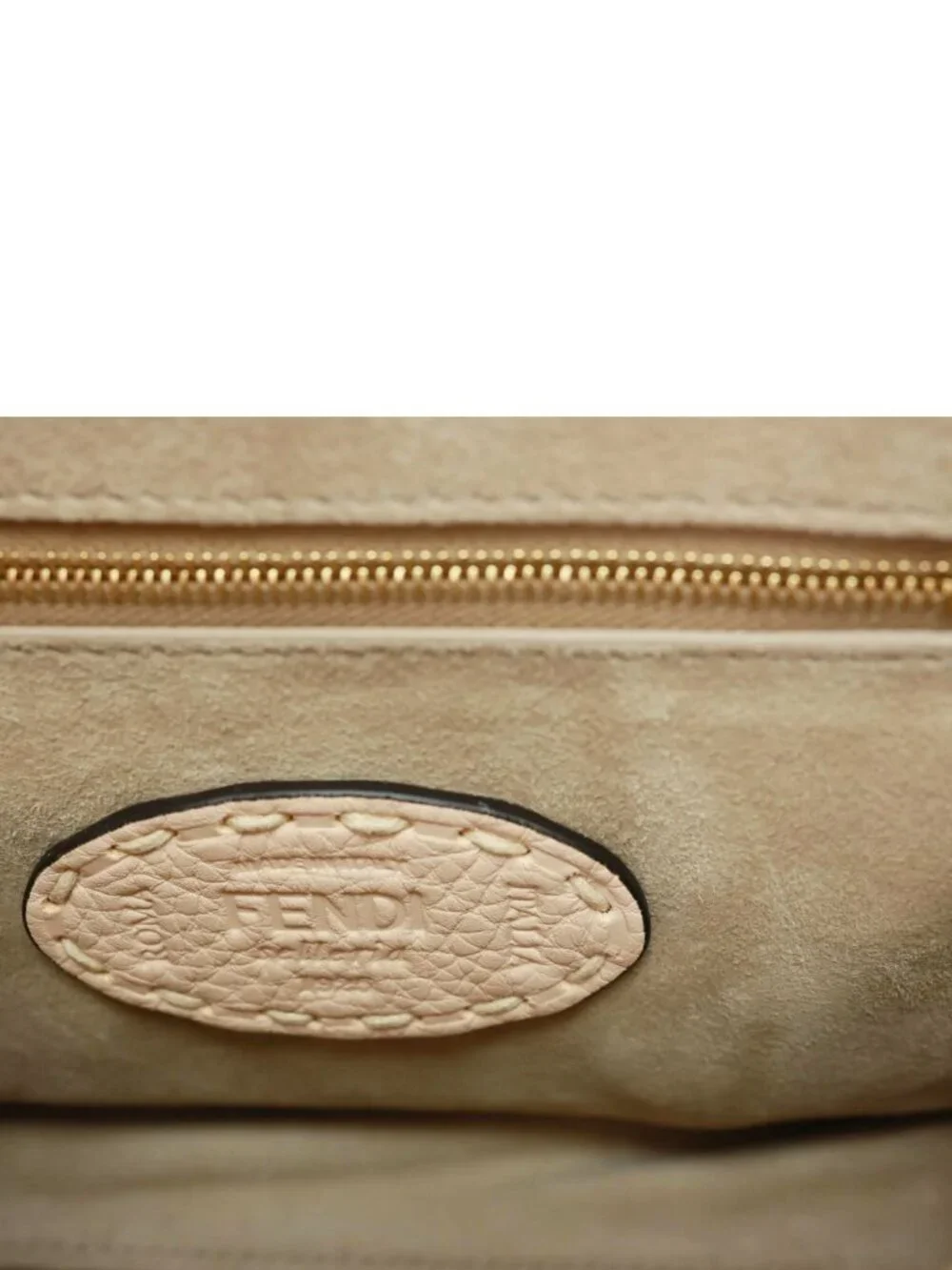 Fendi Peekaboo Selleria Mini Cuoio Romano Leather Satchel Bag Beige